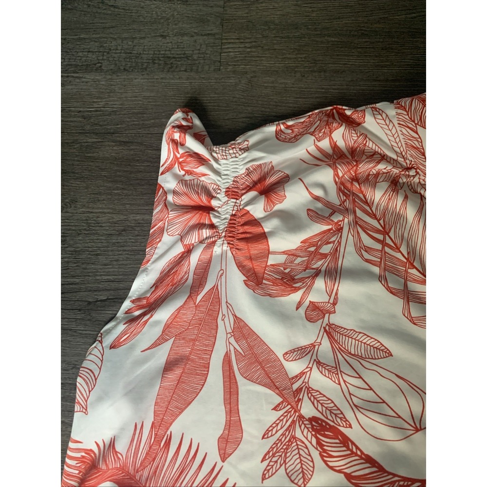 Rachel Rachel Roy Blouse Plus Size 2X Red White Tropical Leaf Print Ruffle Top - Picture 4 of 11